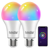 1 x RAW Customer Returns EXTRASTAR Alexa LED lamp E27 WiFi smart light bulb, 10W 1000LM multicolored WiFi dimmable bulb, compatible with Alexa Echo, Google Home, pack of 2 - RRP €15.12