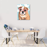 1 x Brand New TISHIRON DIY Oil Painting Set Dog Love Painting by Numbers for Adults Beginners and Children with Brushes Crafts for Living Room Children s Gift Bulldog with Heart-shaped Glasses 16 x 20 Inches - RRP €20.4