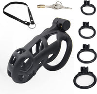 1 x RAW Customer Returns SeLgurFos CB-B1 Chastity Belt Penis Cage with 4 Penis Rings for Men - Penis Ring Cage Chastity Small Bondage Penis Cage Fetish Sex Toy standard  - RRP €29.59