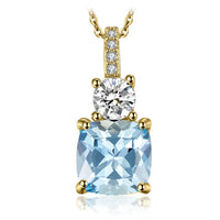 1 x RAW Customer Returns JewelryPalace Cushion Cut 2.2ct Natural Blue Topaz Necklace Pendant 45CM, Blue Topaz Jewelry Set, Necklace Women Silver 925 Necklace Ladies Square Gemstone Girls, Chains with Stone Women Gold Plated - RRP €31.99