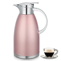 1 x RAW Customer Returns 2.3 liter stainless steel insulated jug, teapot, double layer vacuum coffee pot, stainless steel thermos flask, thermos flask coffee tea pink  - RRP €23.99