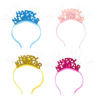 1 x Brand New FRCOLOR 4 Pieces Happy New Year Headband Tiara Light Up Glowing Headbands With Fiber Optic Led Boppers Hairband For 2023 New Years Eve Party Favors Supplies Random Color - RRP €19.2