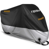 1 x RAW Customer Returns Favoto Improved Version Motorcycle Cover Outdoor Motorcycle Cover with Keyhole 3 Reflective Strips Protects against UV Rain Snow Dust Silver Black XXXL 265x105x125cm - RRP €25.06