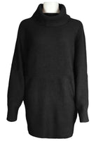 1 x RAW Customer Returns Viottiset Women s Oversized Long Sleeve Mini Sweater Dress Turtleneck Ribbed Chunky Knitted Pullover 01 Black M - RRP €48.4