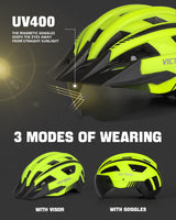 1 x RAW Customer Returns VICTGOAL Bicycle Helmet Men Women MTB Helmet with Removable Magnetic Goggles Visor Breathable with 21 Ventilation Channels Cycling Helmet Adjustable Bicycle Helmets M 54-58cm, Yellow  - RRP €50.99