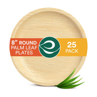 1 x Brand New ECO SOUL 100 compostable 20 cm, round palm leaf plates 25 pieces I Premium palm leaf tableware I Robust, organic disposable plates like bamboo I Round disposable plates - RRP €14.99