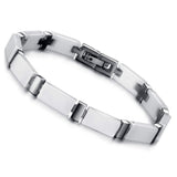 1 x RAW Customer Returns Flongo ceramic bracelets couple white black porcelain couple bracelet stainless steel bracelet friendship bracelets partner bracelets bangle 2 pieces for women men couple - RRP €37.1