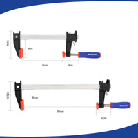 1 x RAW Customer Returns WORKPRO screw clamp set of 4 clamps, with clamping width 150mm 300mm, clamping force 272kg, projection 80mm, steel and nylon for woodworking precise fixing of wooden workpieces - RRP €35.99