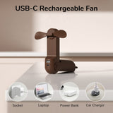 1 x RAW Customer Returns JISULIFE 3 IN 1 hand fan, battery operated, mini fans, USB rechargeable, small pocket fan 14-21 operating hours with power bank, flashlight function for women, children, brown - RRP €18.14