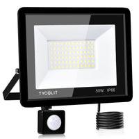 1 x RAW Customer Returns 50W LED spotlight with motion detector, super bright 5000LM 6500K LED floodlight outdoor floodlight, IP66 waterproof outdoor spotlight, spotlight outdoor lighting for garden, courtyards, garage, yard - RRP €28.75