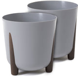 1 x RAW Customer Returns TULMERO flowerpot matt, plant pot made of plastic, decorative pot for large and small plants, set of 2 flower pots, flower pot herb pot, 2 pack gray, 30 cm - RRP €33.99