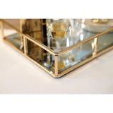 3 x RAW Customer Returns PuTwo Metal Mirrored Ornate Decorative Tray Jewelry Tray 12 x 8 - Champagne Gold Finish - RRP €59.79