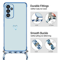 1 x Brand New E-Lush Lanyard Case for Samsung Galaxy S23 FE, Ultra Thin Electroplated Love Heart Cover for Samsung S23 FE, Soft TPU Silicone Case with Adjustable Shockproof Protective Necklace Blue - RRP €10.99