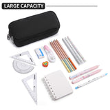 3 x RAW Customer Returns Pencil Case Men Large Capacity Pouch Bag 2 Compartments Girls for Women Zipper Smoothy Pen Case Pen Holder Duarable Stationery Organizer Adult Office Gift - Black - RRP €32.7