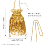 1 x Brand New Ushiny Sequin Tassel Bag for Women Girls Shoulder Bag Fringe Handbag Cross Body Bag Rave Outfit Gold  - RRP €51.6