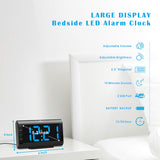 1 x RAW Customer Returns Plumeet Digital LED Alarm Clock with Dimmer and Snooze Function, Adjustable Sound and Brightness, 13 cm Large Blue Display, Bedside Clock with USB Port Phone Charger Baby Blue  - RRP €23.18