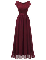 1 x RAW Customer Returns DRESSTELLS Evening Dress Long Elegant for Wedding Dress Cocktail Dress Women Elegant with Sleeves Elastic Waist Long Ball Gown Burgundy 2XL - RRP €62.99