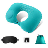 1 x Brand New Inflatable travel pillow, inflatable neck pillow, inflatable U shape pillow, neck pillow for travel, travel pillow, airplane pillow, blow up pillow, with storage bag, blindfold, earplugs - RRP €7.99