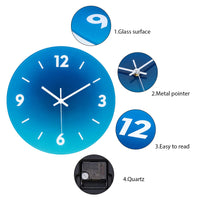 5 x Brand New VIVILINEN Glass Wall Clock Frameless Modern Wall Clock Without Ticking Sounds Battery Operated Clock Silent Hanging Clock for Living Room Bedroom Office Kitchen 12 inches 30 cm - RRP €102.0