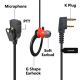 1 x RAW Customer Returns UAYESOK Walkie Talkie Earpiece, G-Shape Radio Headset Radio Headphone 2 Pin for Radio Baofeng UV5R 888s UV-82HP BF-F8HP Kenwood Retevis h777 RT24 RT27, with PTT Microphone and Earpieces 2 Pack  - RRP €21.99