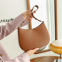 1 x Brand New Litvery Small Leather Women s Shoulder Bag with Buckle Closure, Women s Half Moon Crossbody Handbag Brown  - RRP €51.6