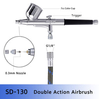 1 x RAW Customer Returns Sagud Mini Airbrush Kit with portable airbrush compressor gravity fed with double-acting airbrush for cake decoration, hobby, crafts, nails, make-up with airbrush cleaning kit - RRP €59.99