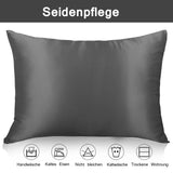 1 x RAW Customer Returns Set of 2 silk pillowcases 40x80, Muama pillowcase 40 x 80 cm for hair and skin silk pillowcase with zipper, silk pillowcase 2 pieces, anthracite - RRP €36.29