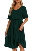 1 x RAW Customer Returns Smallshow Women s Nursing Dress Short Sleeve Ruffle Maternity Dress Maternity Wear, Deep Green, S - RRP €30.24