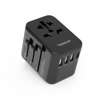 1 x RAW Customer Returns TESSAN travel adapter worldwide, universal travel plug with 3USB, 1USB C and 1AC socket, international socket adapter, universal adapter for Germany USA England Italy Australia, black - RRP €21.73