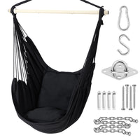 1 x RAW Customer Returns Ohuhu Hanging Chair with 2 Cushions and Ceiling Hook Kit, Outdoor Hanging Chair XL Hanging Chair up to 150 kg for Adults Girls, Hanging Seat Suspension Indoor Outdoor Bedroom and Garden, Anthracite - RRP €40.33