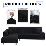 1 x RAW Customer Returns Lydevo Sofa Cover Corner Sofa L Shape Sofa Throws Stretch Sofa Cover L Shape Right or Left with Two Cushion Covers Washable Universal Couch Cover L Shape Sofa Cover L Shape 2 Seater 2 Seater, Black  - RRP €56.59