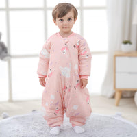 1 x RAW Customer Returns Mosebears Baby Sleeping Bag with Legs Warmly Lined Baby Sleeping Bag Removable Sleeves, Unisex Pajamas for Girls - RRP €28.61