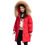 1 x RAW Customer Returns amropi Coat Girls Down Jackets with Fur Hood Long Winter Jacket Winter Coat Red, 12-13 Years - RRP €61.99