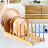 1 x RAW Customer Returns Lawei 4 Pieces Bamboo Dish Drainer Bamboo Plate Stand Bamboo Shelf Kitchen Wooden Dish Rack Draining Board Storage Holder Space Saving Kitchen Cabinet Organizer for Bowl Cup Cutting Board Book - RRP €21.17