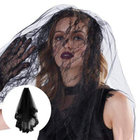 2 x Brand New FRCOLOR Halloween Black Veil Lace Bridal Bride Mesh Lace Lace Wedding Veil Photography Props Hair Accessories Cosplay Dress for Costume Party Cosplay Ball Black  - RRP €49.98