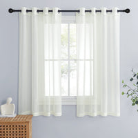 1 x RAW Customer Returns PONY DANCE Voile Curtains Transparent Eyelet Curtain Set of 2 H 160 x W 140 cm Short Curtains Living Room Modern Transparent Curtains Linen Look Curtain Cream - RRP €20.83