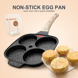 1 x RAW Customer Returns Bobikuke Fried Egg Pan 21 cm, Pancake Pan with Lid 4 Hole Eye Pan Non-Stick Aluminum Pan for Breakfast - Black - RRP €27.83