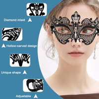 1 x Brand New Lady of Luck Metal Mask Venetian Mask Women s Ball Masks Eye Mask Masquerade Ball Mask Venetian Black - RRP €16.72