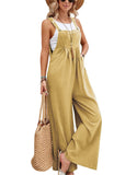 1 x RAW Customer Returns SotRong Dungarees Women s Wide Leg Flare Jumpsuit with Pocket Loose Fit Baggy Playsuits Summer Boho Romper Sleeveless Strap Overalls Casual Adjustable Bib Pants Light Yellow S - RRP €28.99