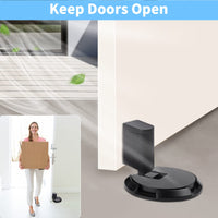 1 x RAW Customer Returns Door stop floor self-adhesive heavy door holder door stopper without drilling height-adjustable door buffer wall protection door stopper with 3M adhesive tape screws door stopper, black - RRP €20.16