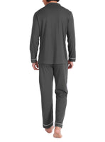 1 x RAW Customer Returns DAVID ARCHY men s long pajamas, men s cotton pajamas, long-sleeved shirt with V-neck and button placket, leisure trousers - RRP €48.19