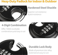 2 x RAW Customer Returns DAYGOS combination lock padlock, lock with number code 4 digits, weatherproof round shackle lock, fence, storage unit, trailer, 10 mm shackle thickness, 70 mm black  - RRP €28.22