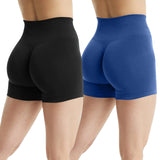 1 x Brand New JN JANPRINT 2-Pack Gym Shorts Women Butt Scrunch Short Sports Pants Running Pants High Waist Leggings Short Cycling Shorts Butt Lift Booty Seamless Fitness Sport Shorts Black Blue, M  - RRP €37.3