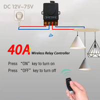 1 x RAW Customer Returns This RC 433MHz radio remote control switch remote control DC 12V 24V 36V 48V 12V 75V 40A relay receiver and 2 transmitter radio buttons for lighting water pumps household appliances - RRP €20.99