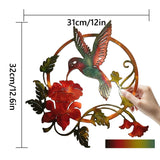 1 x RAW Customer Returns MEIYIFAN Metal Wall Decoration, Wall Decoration Birds Decoration, Hummingbird Animal 3D Wall Pictures, for Gift Indoor Outdoor Garden House Decoration 31 x 32 cm Brown  - RRP €19.69