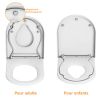 1 x RAW Customer Returns IDEALHOUSE toilet lid with child seat, toilet seat with soft close, toilet lid with quick-release function, never comes off toilet seat, easy to clean - D shape white toilet seat with children, family - RRP €40.33