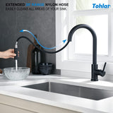 1 x RAW Customer Returns Tohlar low pressure kitchen faucet black, low pressure kitchen faucet 360 rotatable modern low pressure sink mixer with pull-out shower cold and hot water available - RRP €52.43