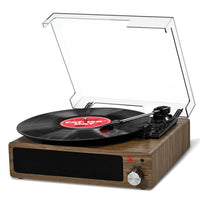 1 x RAW Customer Returns FYDEE Vinyl Record Player Bluetooth Record Player - Vintage Turntable with Built-in Stereo Speakers, 3-Speed 33 45 78 RPM, RCA Output, AUX Input - Gray - RRP €79.99