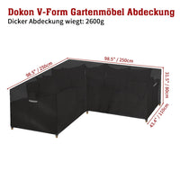 1 x RAW Customer Returns Dokon L-Shaped Garden Furniture Cover Waterproof Heavy Duty 600D Oxford Fabric Winterproof Windproof UV Resistant Protective Cover for Lounge Furniture L Shape, Corner Sofa with Ventilation Holes 250x250x110cm  - RRP €43.36