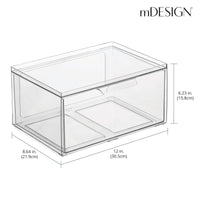 1 x RAW Customer Returns mDesign wide storage box with drawer sturdy plastic drawer box for the wardrobe stackable box for shoes, accessories and more transparent - RRP €27.99